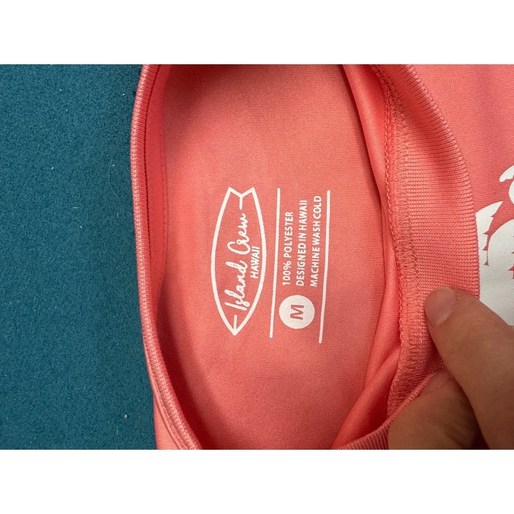 Island Crew Hawaii Kids‎ Rash Guard UPF 50+ Long Sleeve Aloha Heart Peach Medium